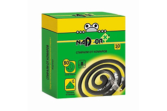 Спирали от комаров б/запаха малодымные зеленые NADZOR 