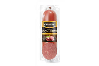 Колбаса Сочинка по-европейски с грудинкой ф/в 300гр. Стародворье