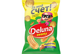 Снеки кукурузные Deluna Чуррос со вкусом Карамели 85г