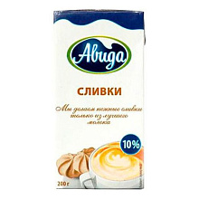 Сливки питьевые 20% 200мл. АВИДА