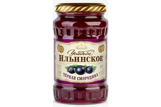 Смородина черная протертая с сахаром ст/б 350г Усадьба Ильинское 